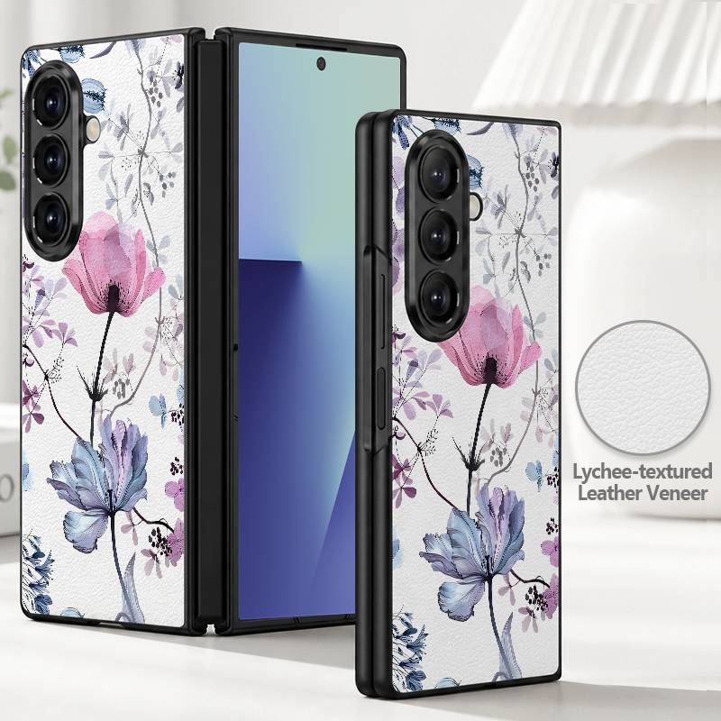 Phone Cases Z Fold 4 - Colorful Flower Printed PU Leather Phone