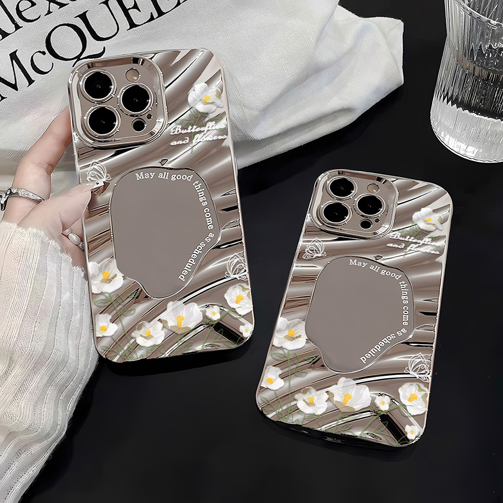 Phone Cases Expensive - Silver Pattern Mirror Phone Case for