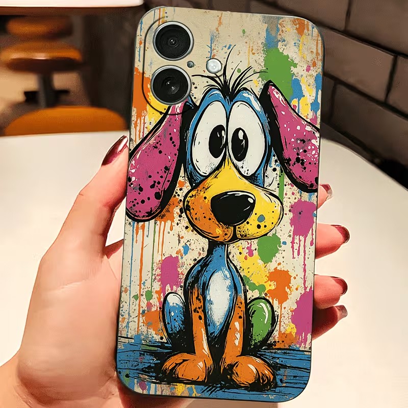 Phone Cases For Iphone 17 - Graffiti Colored Puppy TPU Phone Case