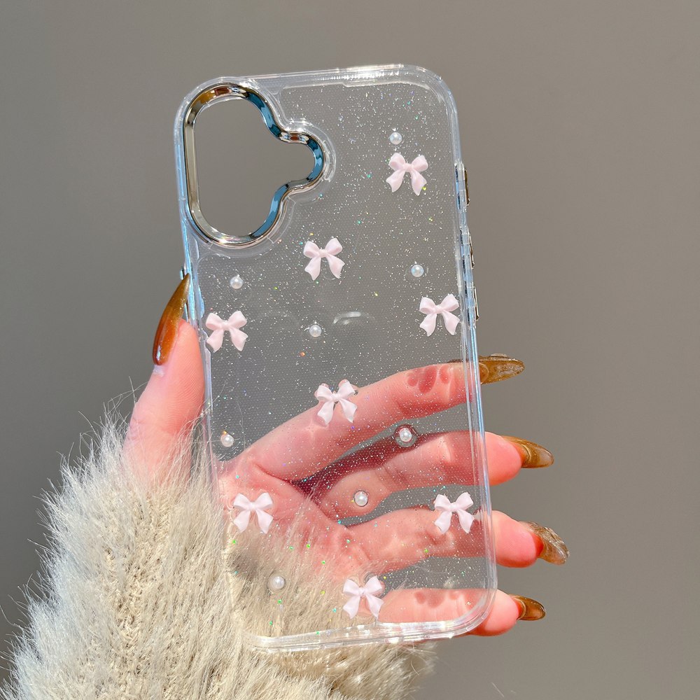 Phone Cases Pinterest - Korea Cute Pink Bow Beads Glitter