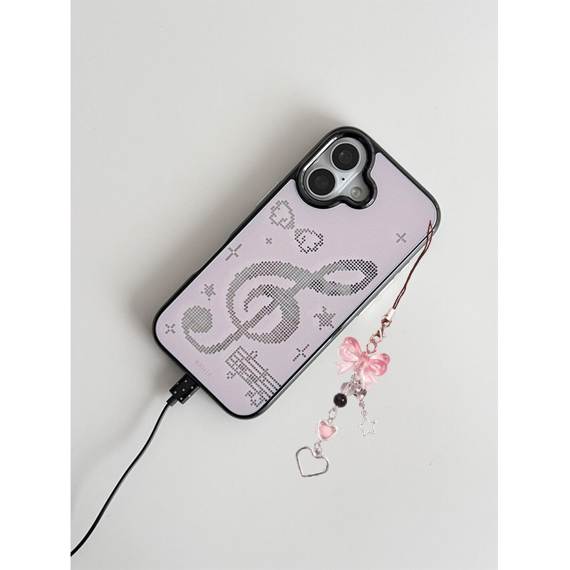 Phone Cases Y2K - INS Korean Pink Mosaic Music Notes