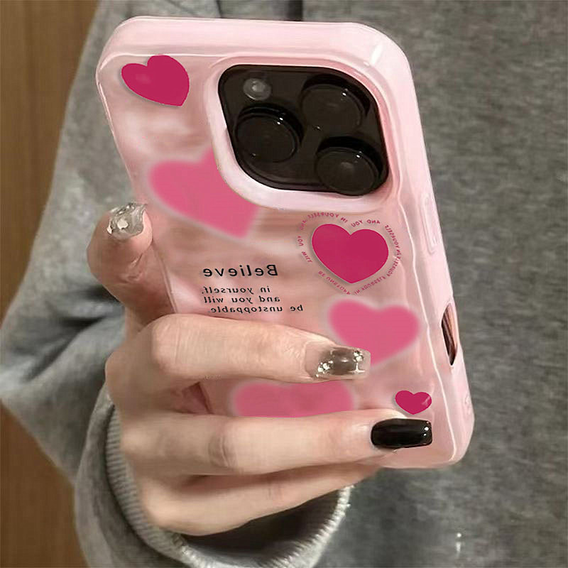 Phone Cases Expensive - Luxury Pink Love Heart Folds Texture