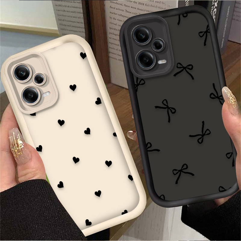 Phone Cases Xiaomi Redmi 12 - Black Love Heart Bowknot Phone Case
