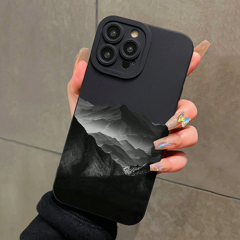 Phone Cases Xiaomi Redmi 12 - Black Mountain INS Design Silicone Phone