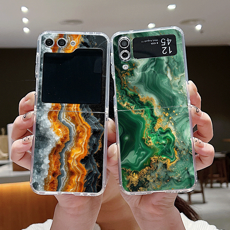 Phone Cases Z Fold 4 - Artistic Colorful Marble Texture Pattern Clear