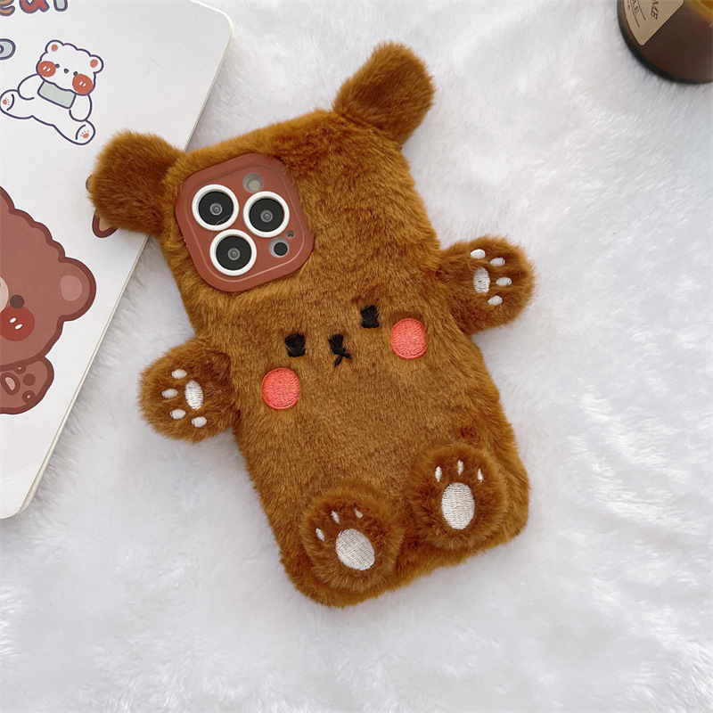 Korean 3D Cartoon Bear Fluffy  - Phone Cases For Iphone 17 recension och pris