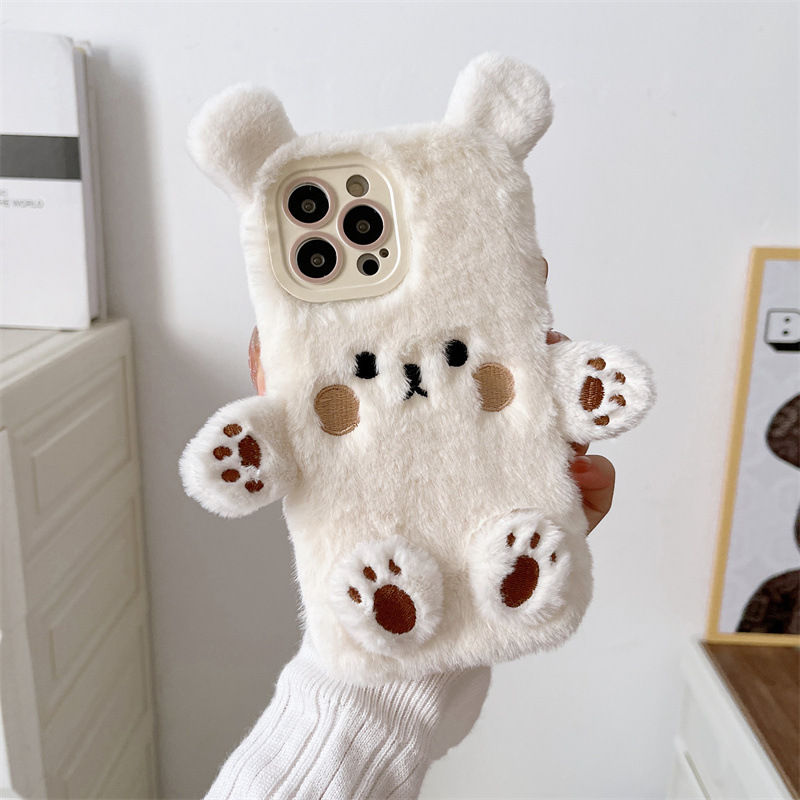 Korean 3D Cartoon Bear Fluffy  - Phone Cases For Iphone 17 recension och pris