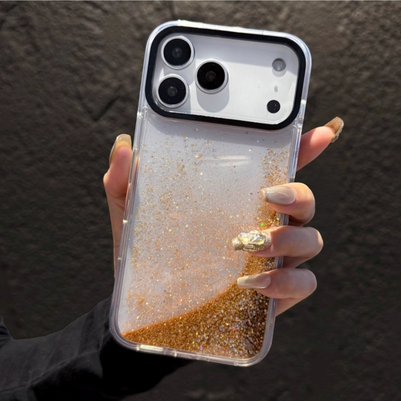 Gold Dynamic Quicksand Liquid  - Silicone Liquid Case recension och pris