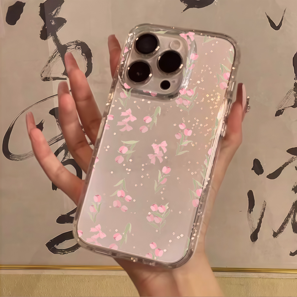 Luxury Blue Flower Clear Glitt - Phone Cases Luxury recension och pris