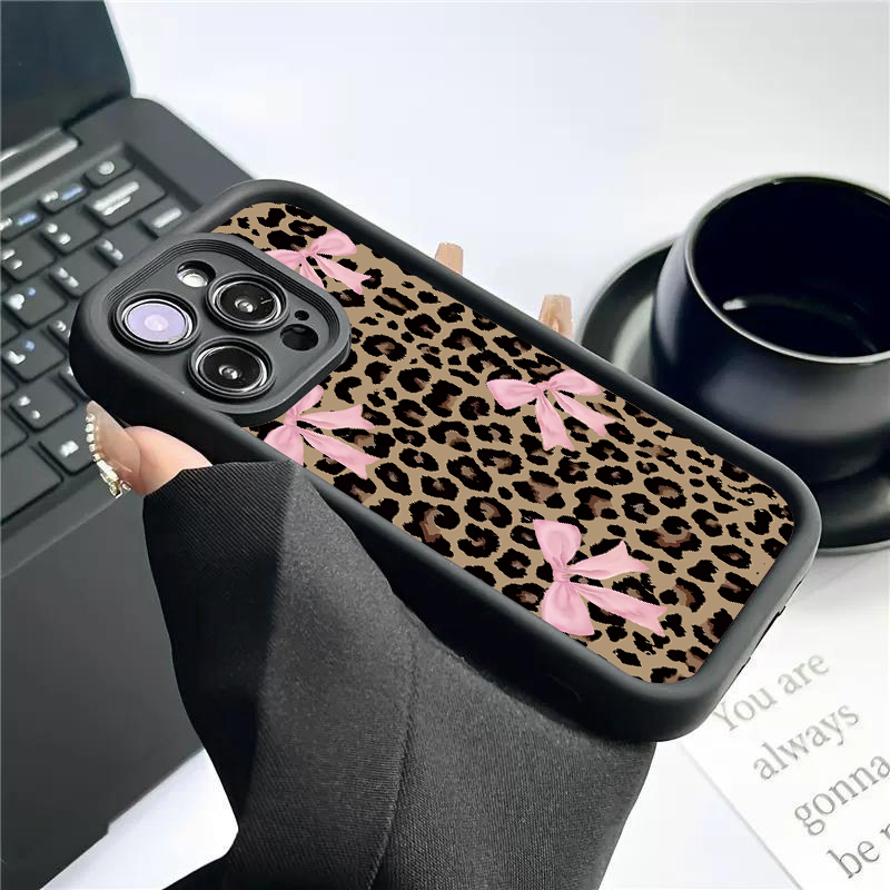 Luxury Leopard Print Bow Phone - Phone Cases Expensive recension och pris