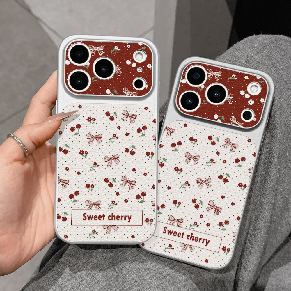 Sweet Cherry Bow Leather Phone - Phone Cases Cherry recension och pris