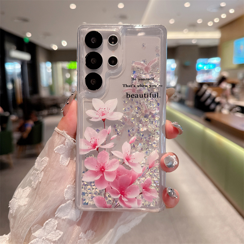 Glitter Rhinestone Quicksand C - Silicone Liquid Case recension och pris
